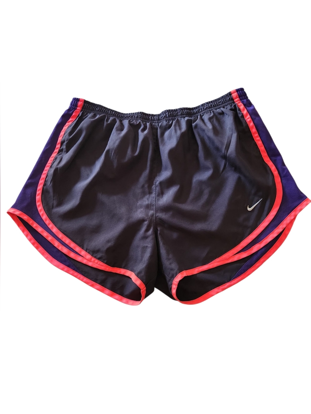 Nike Women’s Dark Gray Athletic Shorts with Pink Trim And Purple Sides